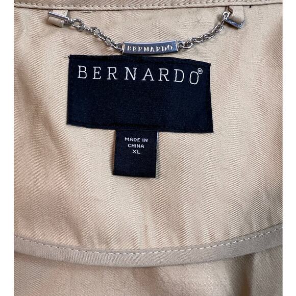 Bernardo Tan Khaki Cotton Twill Belted Trench Coat W Sz XL - Picture 6 of 9